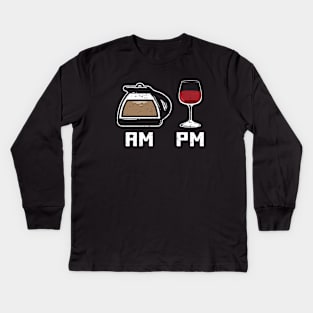 How to tell time - Funny Coffee and Wine Lover T-Shirts and Gifts Kids Long Sleeve T-Shirt